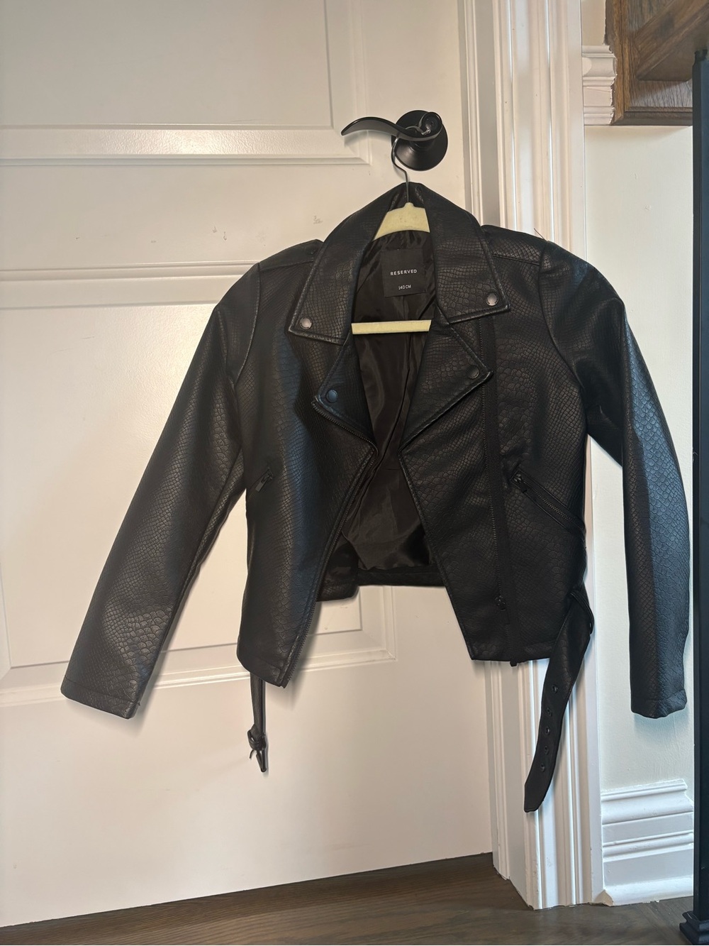 Reserved Black Faux Leather Biker Jacket